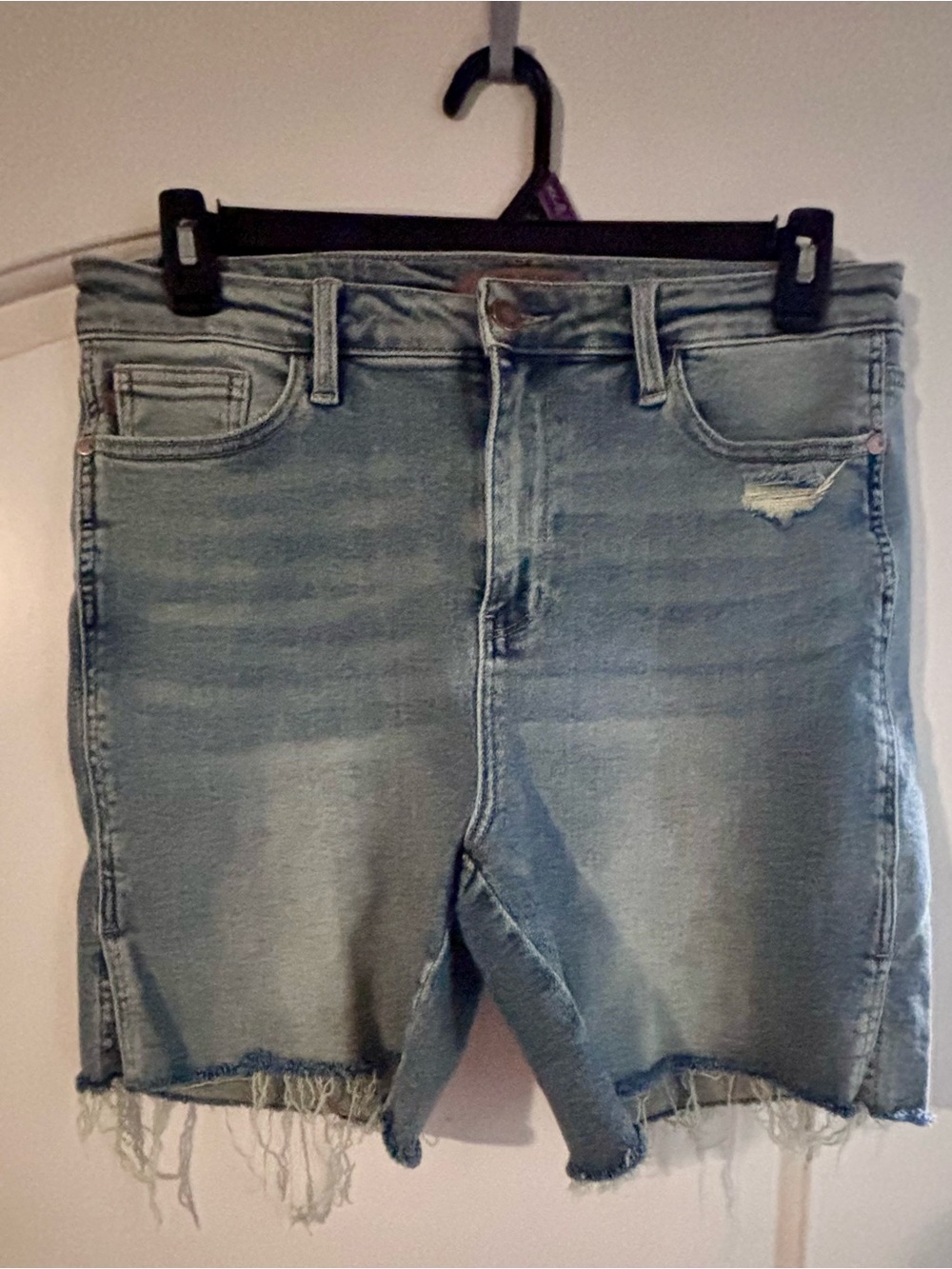 Judy Blue Light Blue Distressed Denim Shorts
